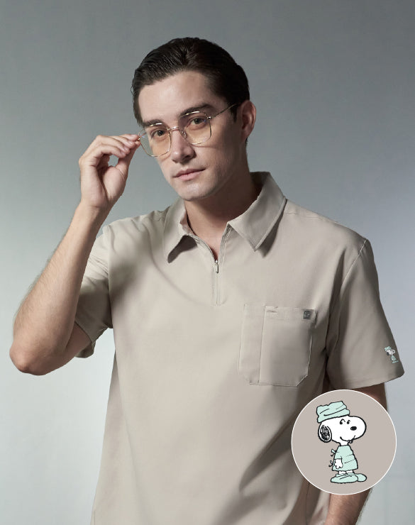 GQ Pro MED Men Scrub Polo - PEANUTS
