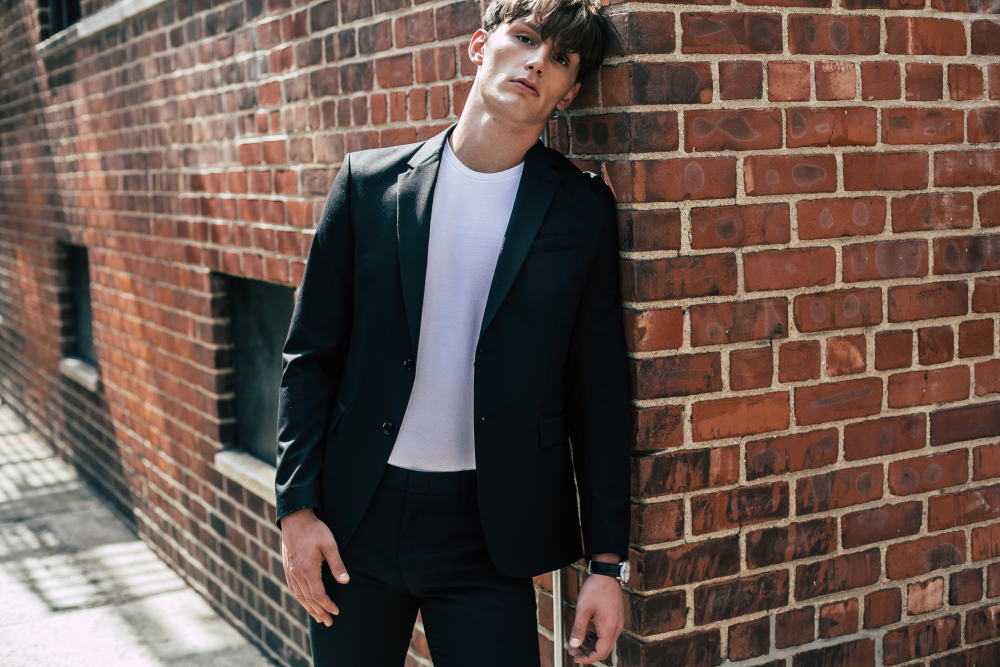 Man in GQ Daily Suit in Black